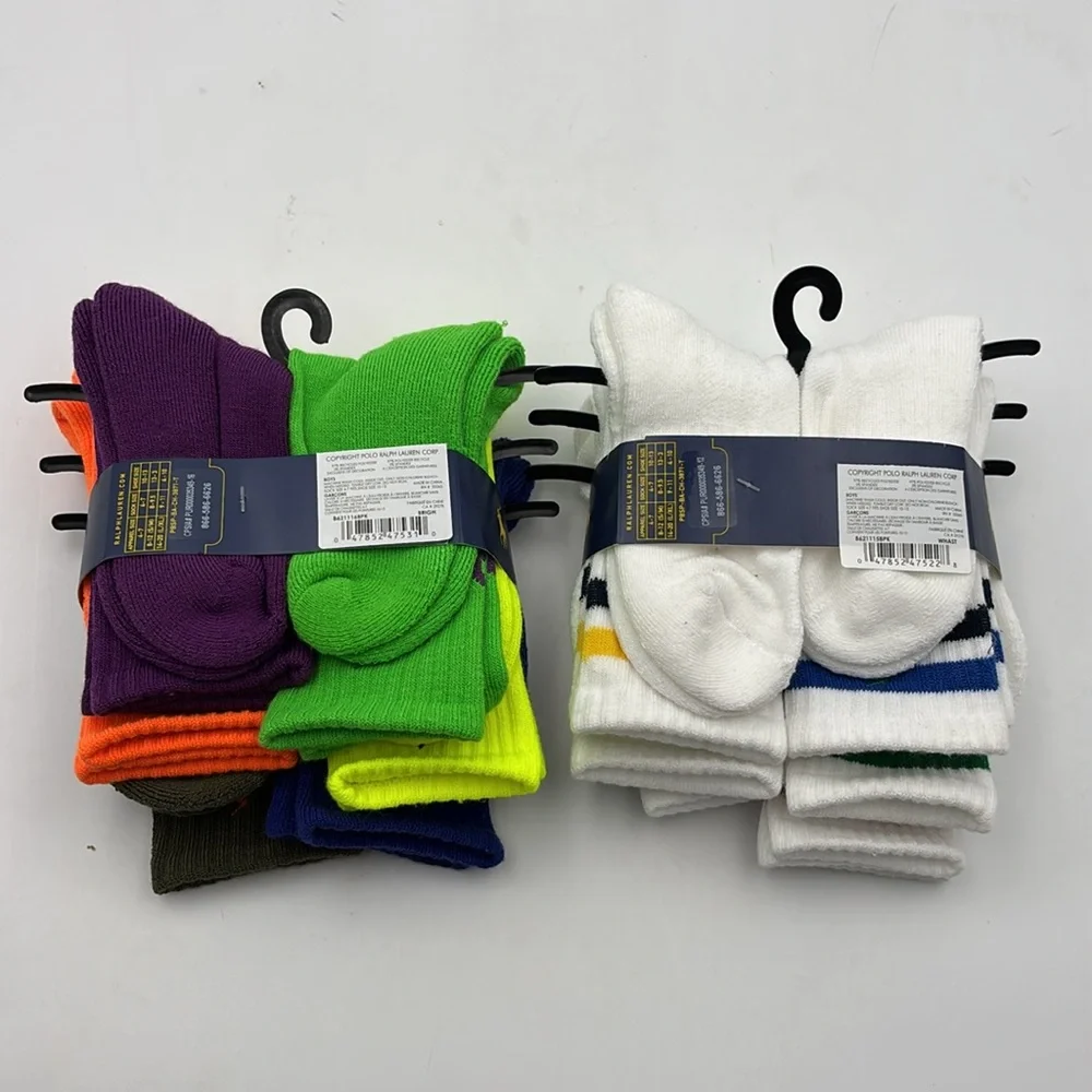 Polo Ralph Lauren Boy's Varsity Stripe & Double Logo Crew Socks 12-Pair Assorted
